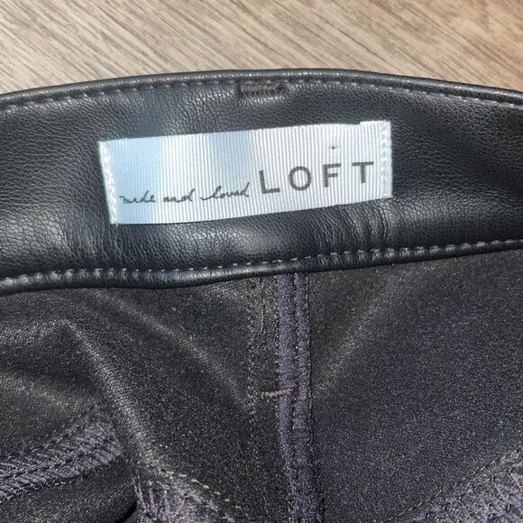 LOFT Womens High Waist Imitation Leather Straight Leg Pants Black Size 29/8 - Picture 5 of 10